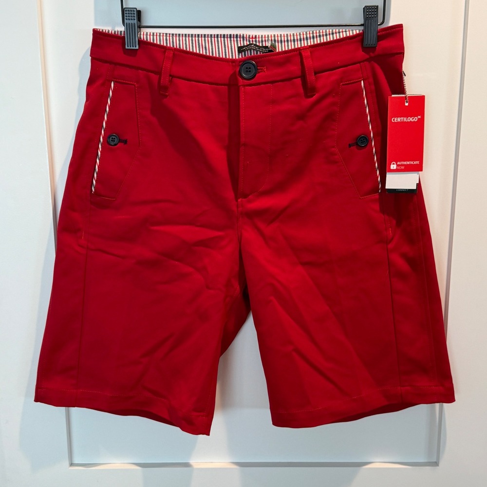 Charles Vane London England Crimson Style Red Shorts Made in Italy New with Tags